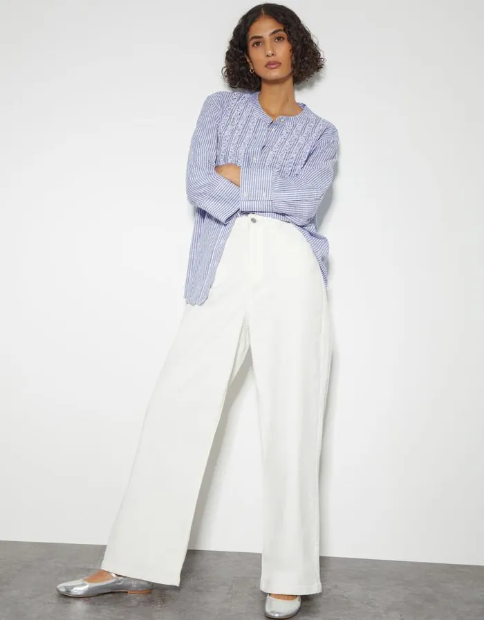 Monsoon Laura Ruffle Blouse Blue Women Casualwear
