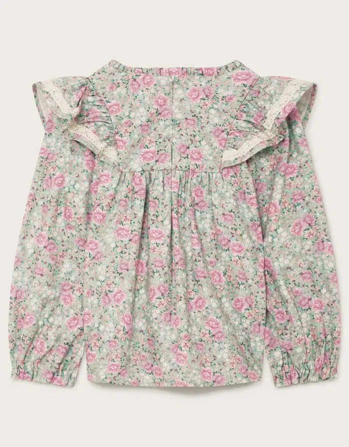 Monsoon Long Sleeve Floral Frill Blouse Green Children Tops and Tshirts Monsoon Long Sleeve Floral Frill Blouse Green Children Tops and Tshirts