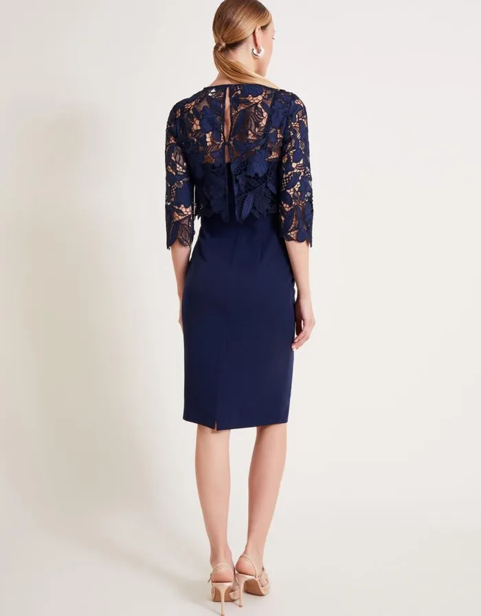 Monsoon Maya Lace Dress Blue Women Midi Dresses Monsoon Maya Lace Dress Blue Women Midi Dresses