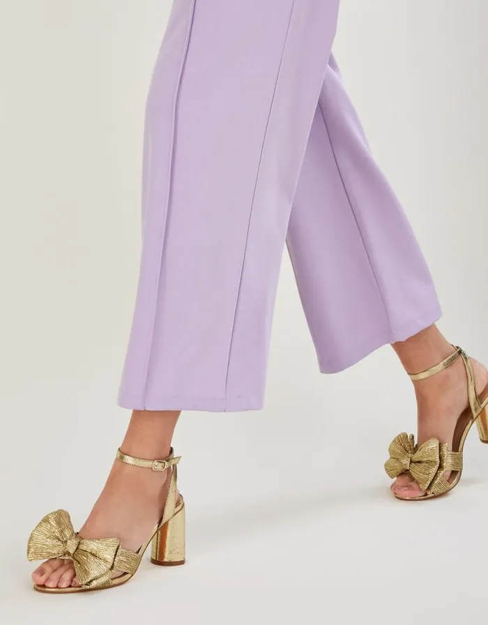 Monsoon Metallic Bow Block Heel Sandals Gold Women Sandals