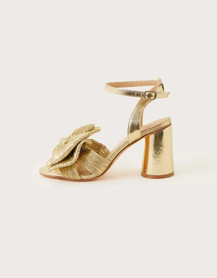 Monsoon Metallic Bow Block Heel Sandals Gold Women Sandals Monsoon Metallic Bow Block Heel Sandals Gold Women Sandals