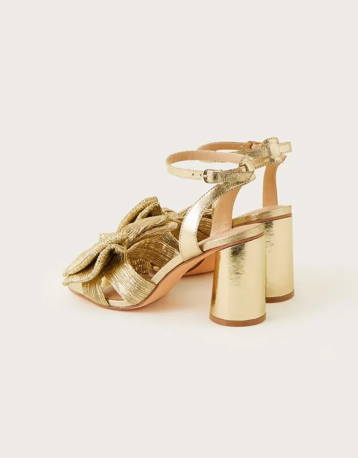 Monsoon Metallic Bow Block Heel Sandals Gold Women Sandals Monsoon Metallic Bow Block Heel Sandals Gold Women Sandals