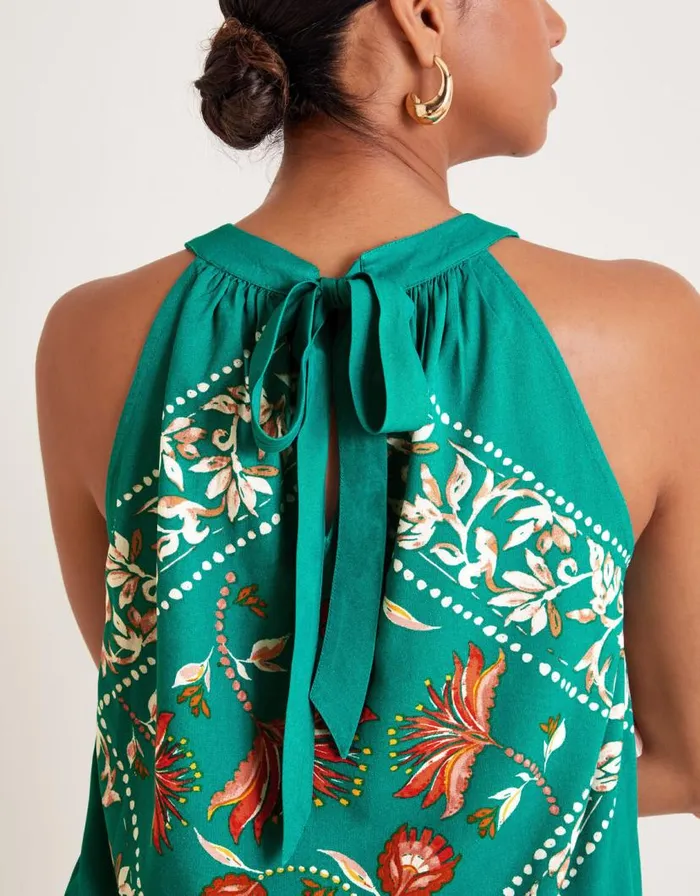 Monsoon Mila Scarf Print Halter Top Teal Women Tops and Blouses Monsoon Mila Scarf Print Halter Top Teal Women Tops and Blouses