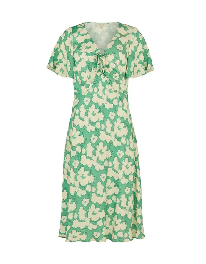Monsoon Mirla Beane Dahlia Print Dress Green Women Occasion Dresses