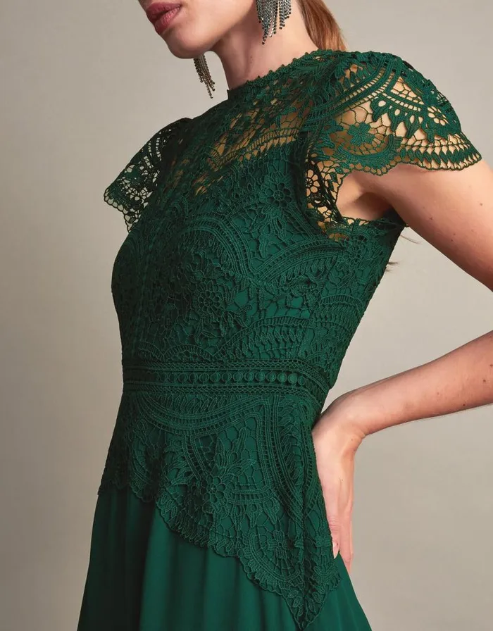 Monsoon Monica Lace Midi Dress Green Women Occasionwear Monsoon Monica Lace Midi Dress Green Women Occasionwear