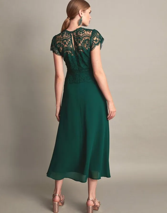 Monsoon Monica Lace Midi Dress Green Women Occasionwear Monsoon Monica Lace Midi Dress Green Women Occasionwear