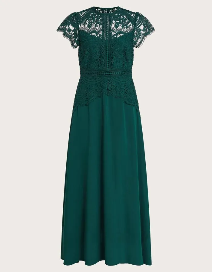 Monsoon Monica Lace Midi Dress Green Women Occasionwear Monsoon Monica Lace Midi Dress Green Women Occasionwear