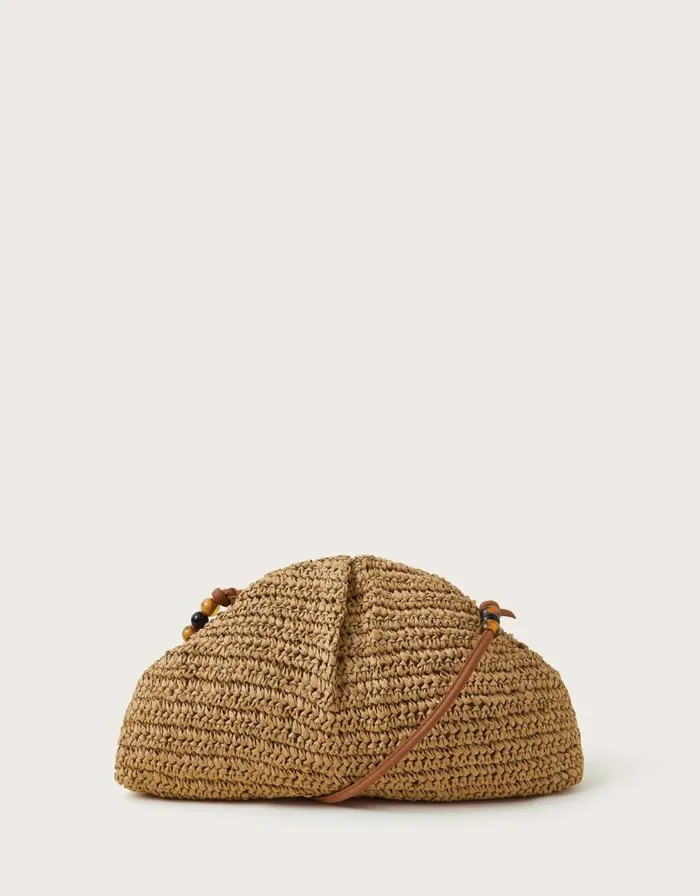 Monsoon Natural Raffia Clutch Bag Women Bags and Purses