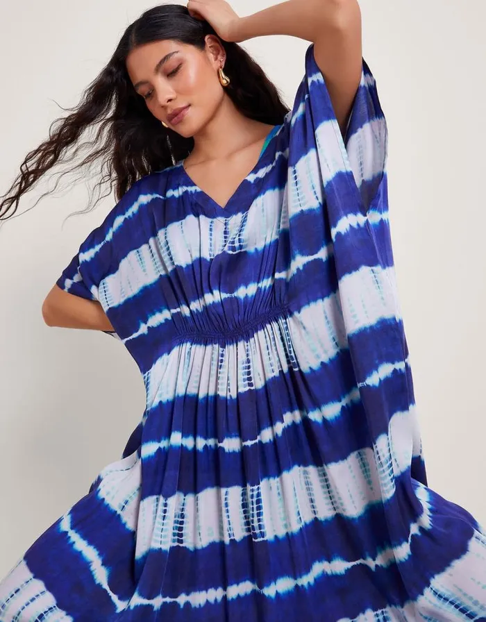 Monsoon Nova Tie Dye Kaftan Blue Women Beachwear and Swimwear