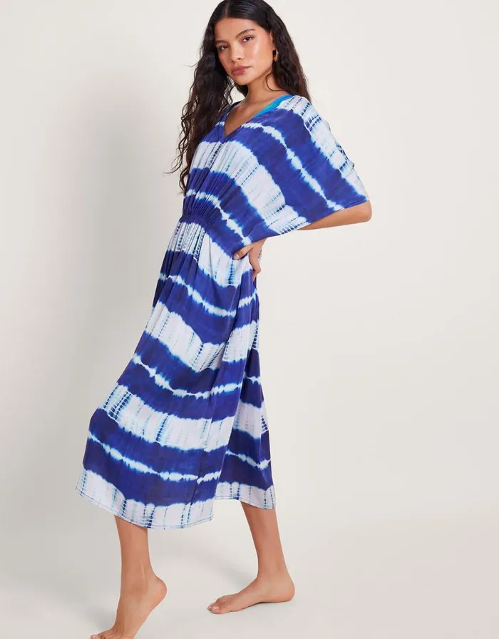 Monsoon Nova Tie Dye Kaftan Blue Women Beachwear and Swimwear Monsoon Nova Tie Dye Kaftan Blue Women Beachwear and Swimwear
