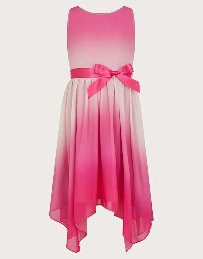 Monsoon Ola Ombre Chiffon Dress Pink Children Dresses