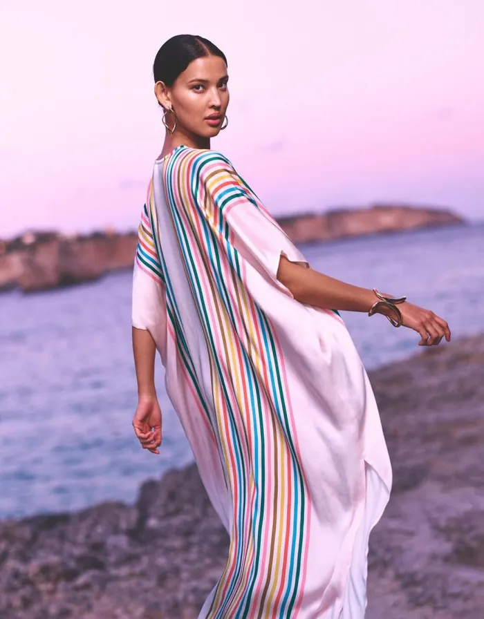 Monsoon Opal Stripe Kaftan White Women Beachwear and Swimwear
