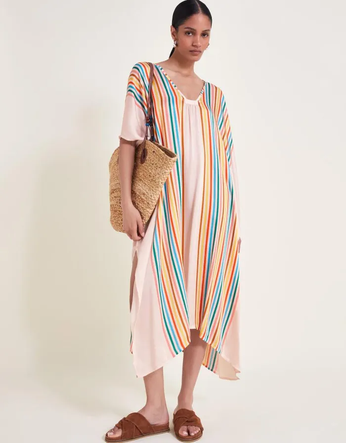 Monsoon Opal Stripe Kaftan White Women Beachwear and Swimwear Monsoon Opal Stripe Kaftan White Women Beachwear and Swimwear