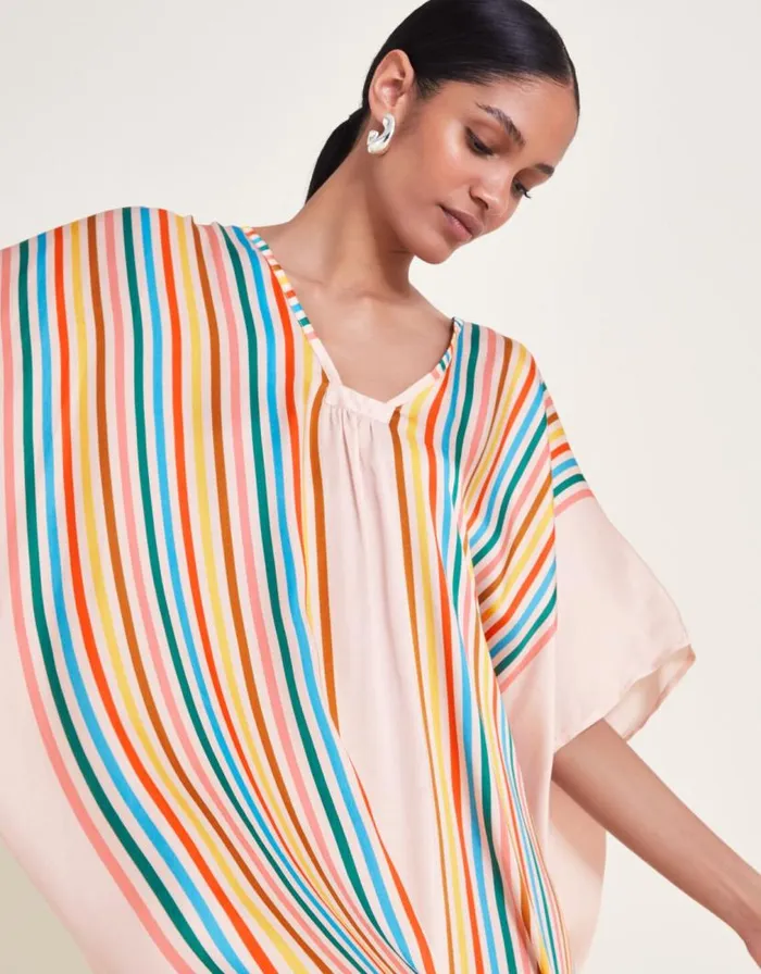 Monsoon Opal Stripe Kaftan White Women Beachwear and Swimwear Monsoon Opal Stripe Kaftan White Women Beachwear and Swimwear