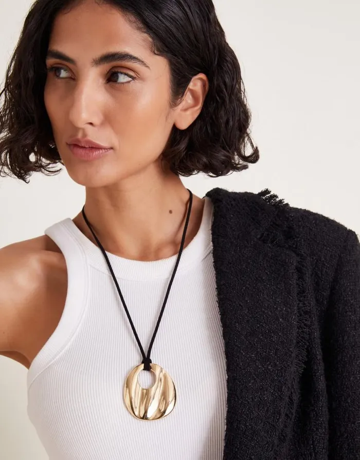 Monsoon Organic Pendant Cord Necklace Gold Women Jewellery and Hair