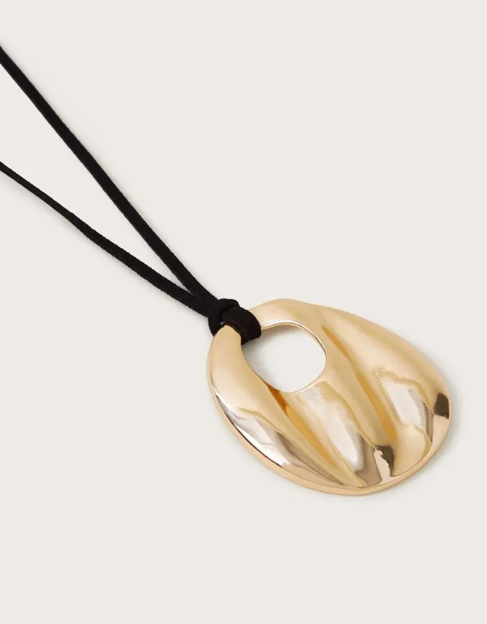 Monsoon Organic Pendant Cord Necklace Gold Women Jewellery and Hair Monsoon Organic Pendant Cord Necklace Gold Women Jewellery and Hair