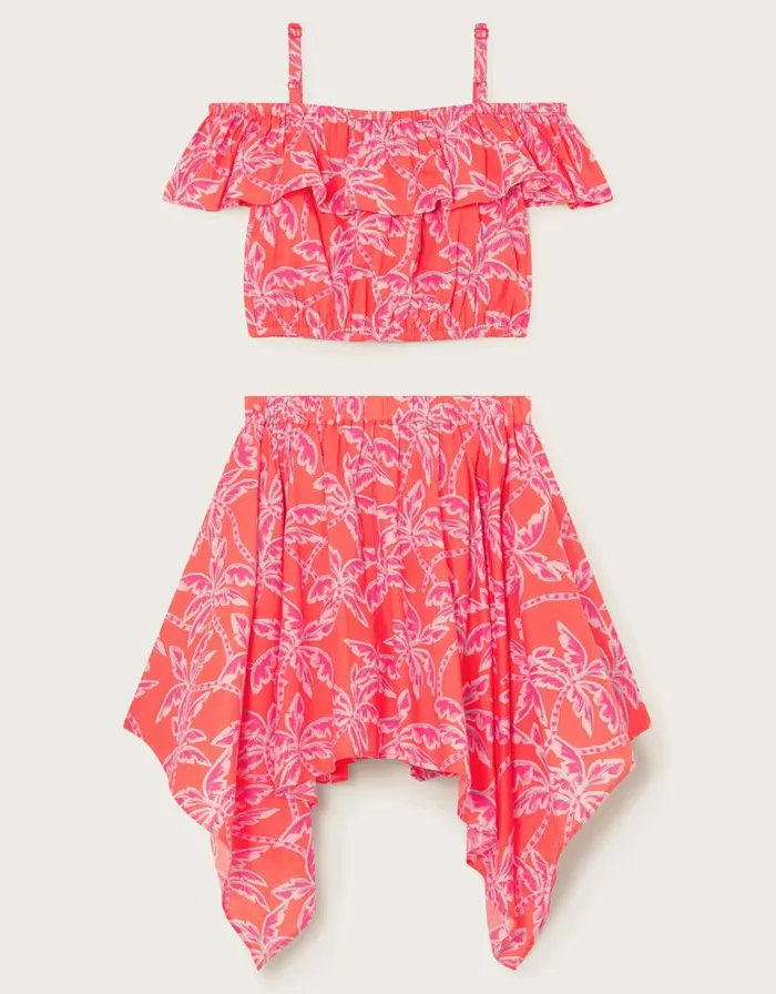 Monsoon Palm Print Hanky Hem TwoPiece Red Children Dresses Monsoon Palm Print Hanky Hem TwoPiece Red Children Dresses
