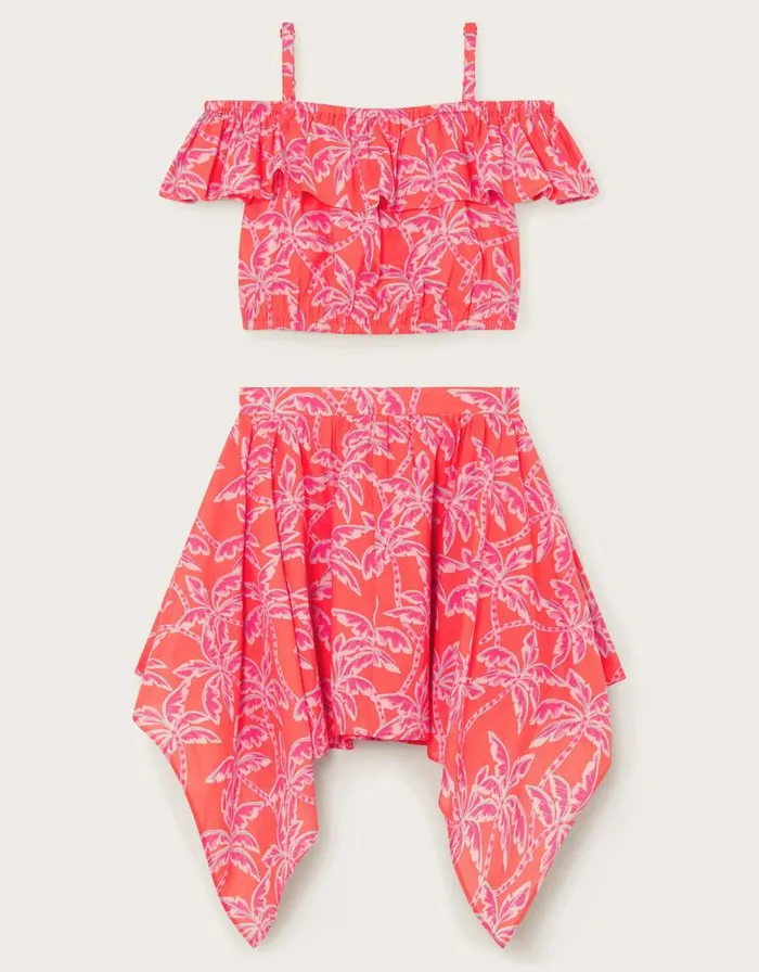 Monsoon Palm Print Hanky Hem TwoPiece Red Children Dresses Monsoon Palm Print Hanky Hem TwoPiece Red Children Dresses