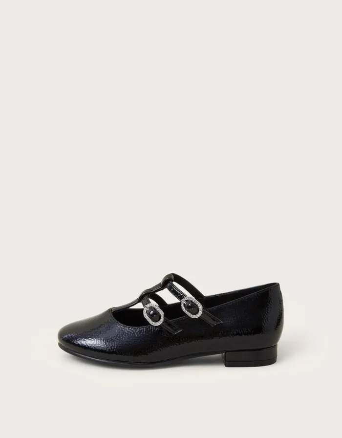 Monsoon Patent TwoStrap Ballerina Flats Black Children Girls039 Shoes and Sandals Monsoon Patent TwoStrap Ballerina Flats Black Children Girls039 Shoes and Sandals