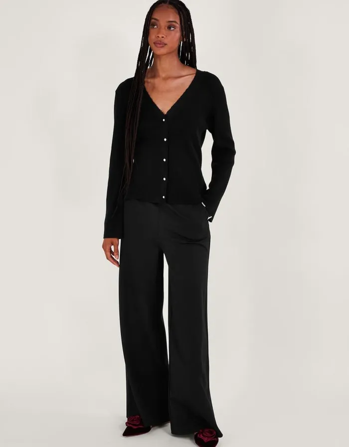 Monsoon Pearl Button Cardigan Black Women Knitwear Monsoon Pearl Button Cardigan Black Women Knitwear