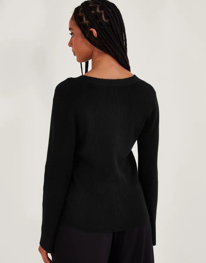 Monsoon Pearl Button Cardigan Black Women Knitwear Monsoon Pearl Button Cardigan Black Women Knitwear