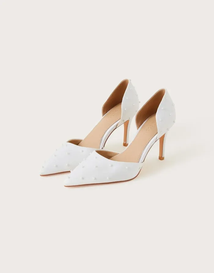 Monsoon Pearl TwoPart Heels Ivory Women Wedding Shoes