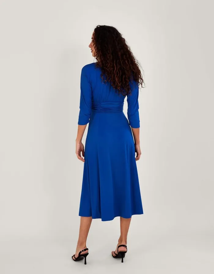 Monsoon Ring Detail Ruched Jersey Midi Dress Blue Women Midi Dresses Monsoon Ring Detail Ruched Jersey Midi Dress Blue Women Midi Dresses