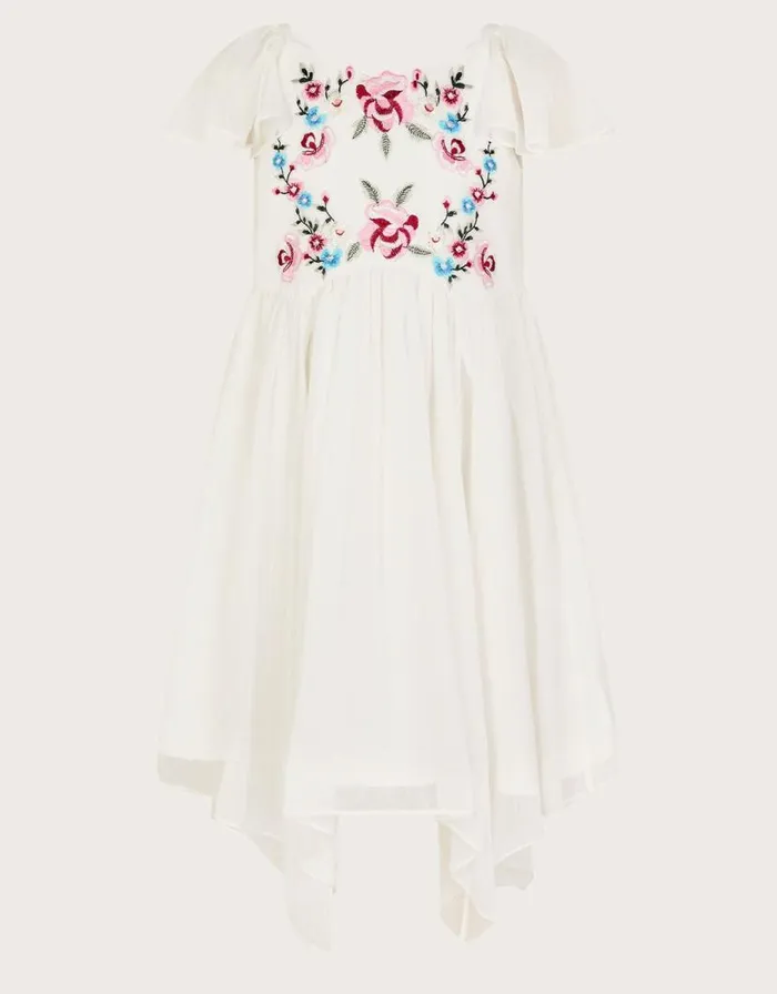 Monsoon Rose Hanky Hem Dress Ivory Children Dresses Monsoon Rose Hanky Hem Dress Ivory Children Dresses