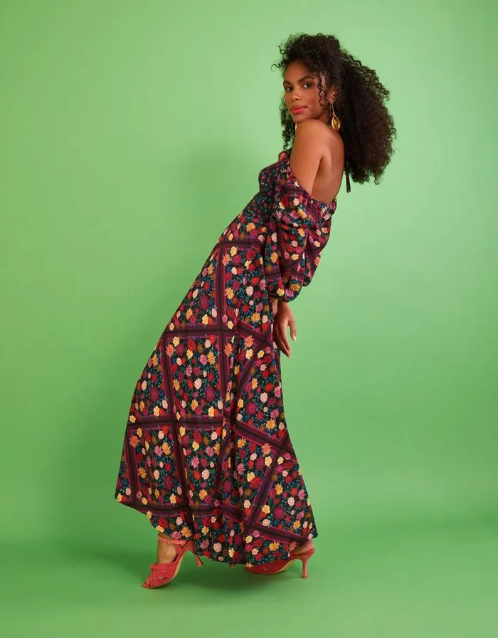Monsoon Sanvi Print Midi Dress In Sustainable Viscose Blue Women Occasionwear