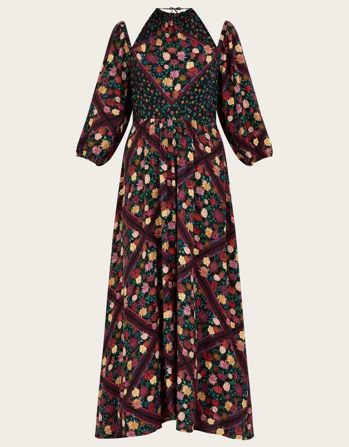 Monsoon Sanvi Print Midi Dress In Sustainable Viscose Blue Women Occasionwear Monsoon Sanvi Print Midi Dress In Sustainable Viscose Blue Women Occasionwear