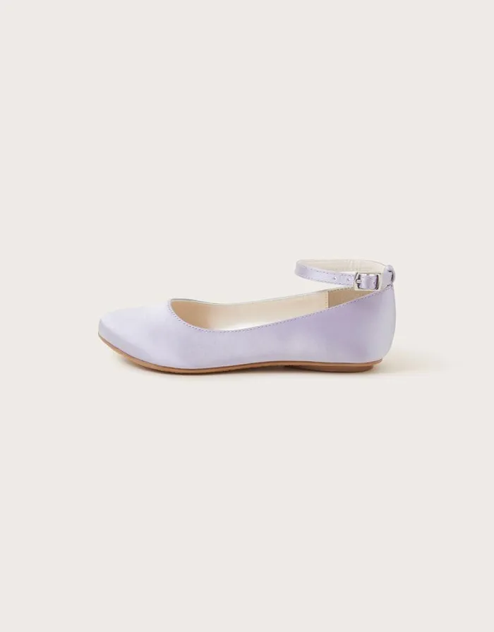 Monsoon Satin Ballerina Flats Purple Children Partywear Monsoon Satin Ballerina Flats Purple Children Partywear