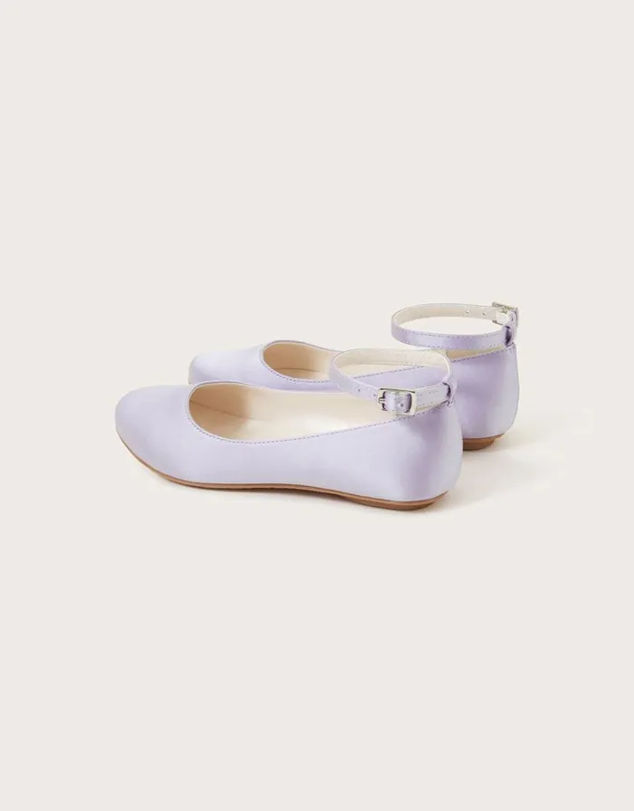 Monsoon Satin Ballerina Flats Purple Children Partywear Monsoon Satin Ballerina Flats Purple Children Partywear
