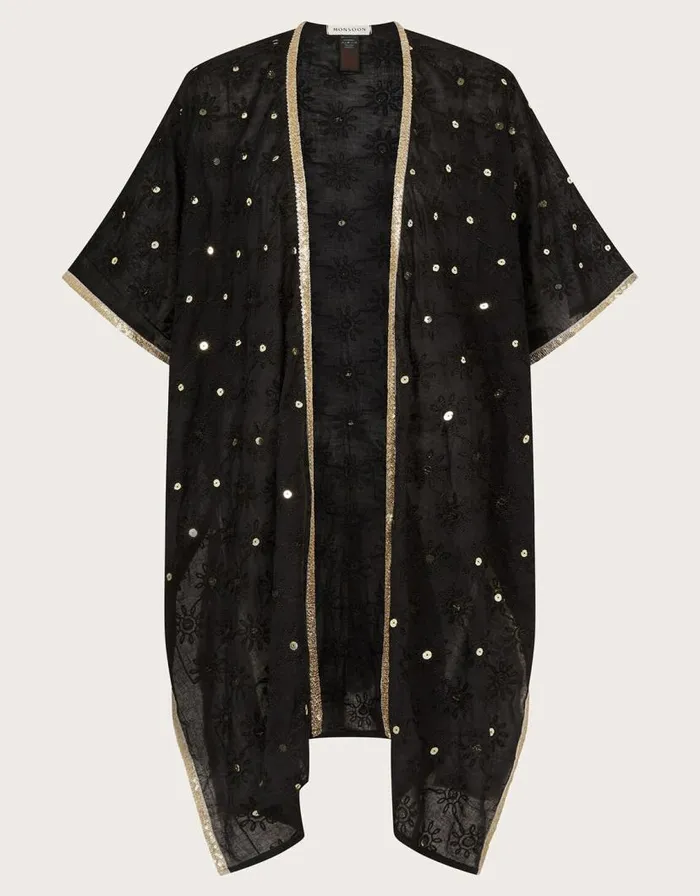 Monsoon Sequin Embellished Kimono Black Women Kaftans and Kimonos Monsoon Sequin Embellished Kimono Black Women Kaftans and Kimonos