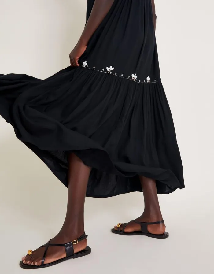 Monsoon Sia Seashell Sleeveless Midi Dress Black Women Beachwear and Swimwear Monsoon Sia Seashell Sleeveless Midi Dress Black Women Beachwear and Swimwear