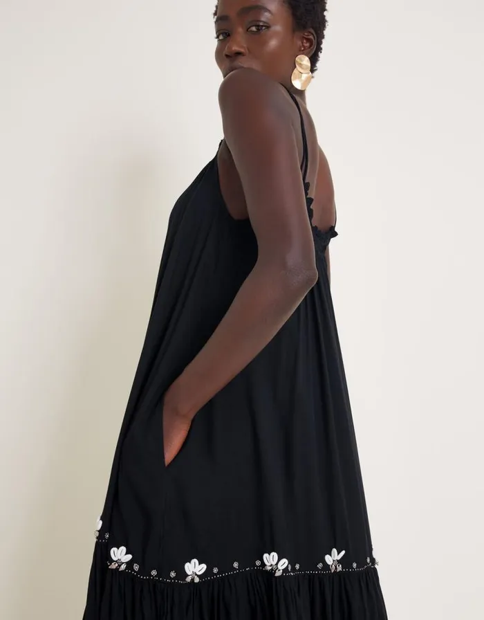 Monsoon Sia Seashell Sleeveless Midi Dress Black Women Beachwear and Swimwear Monsoon Sia Seashell Sleeveless Midi Dress Black Women Beachwear and Swimwear