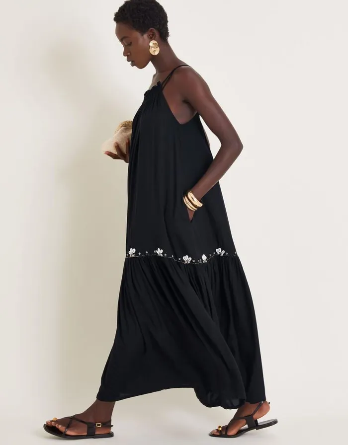 Monsoon Sia Seashell Sleeveless Midi Dress Black Women Beachwear and Swimwear Monsoon Sia Seashell Sleeveless Midi Dress Black Women Beachwear and Swimwear