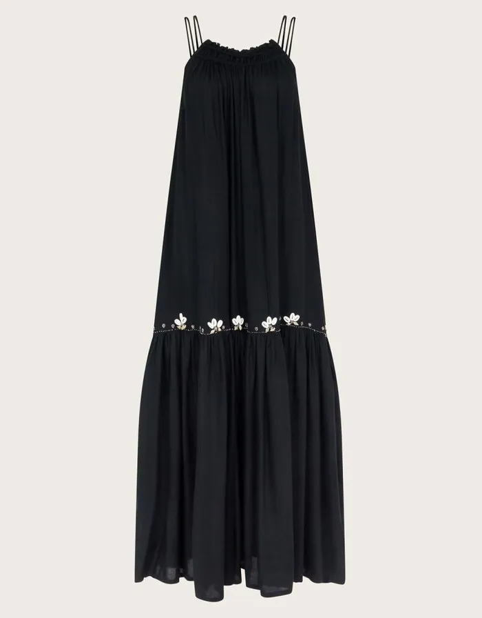 Monsoon Sia Seashell Sleeveless Midi Dress Black Women Beachwear and Swimwear Monsoon Sia Seashell Sleeveless Midi Dress Black Women Beachwear and Swimwear