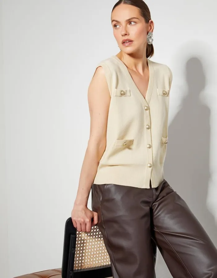 Monsoon Sky Sleeveless Cardigan Ivory Women Cardigans Monsoon Sky Sleeveless Cardigan Ivory Women Cardigans
