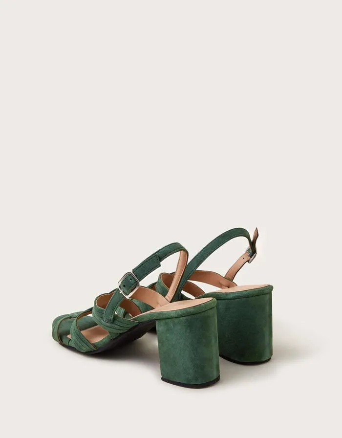 Monsoon Strappy Suede Block Heels Green Women Sandals Monsoon Strappy Suede Block Heels Green Women Sandals