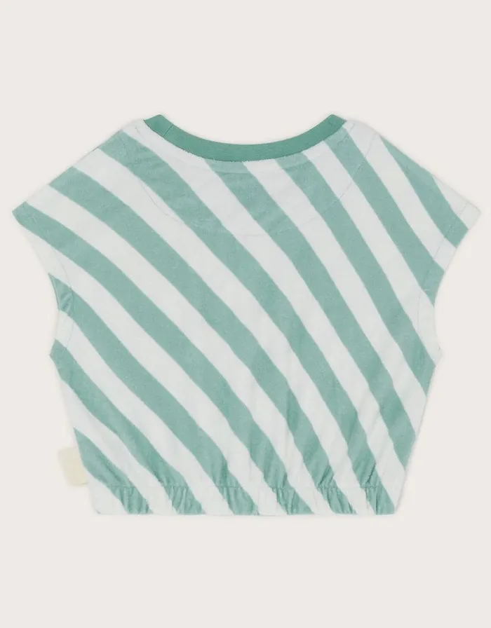 Monsoon Stripe Towelling Crop Top Green Children Casualwear Collection Monsoon Stripe Towelling Crop Top Green Children Casualwear Collection