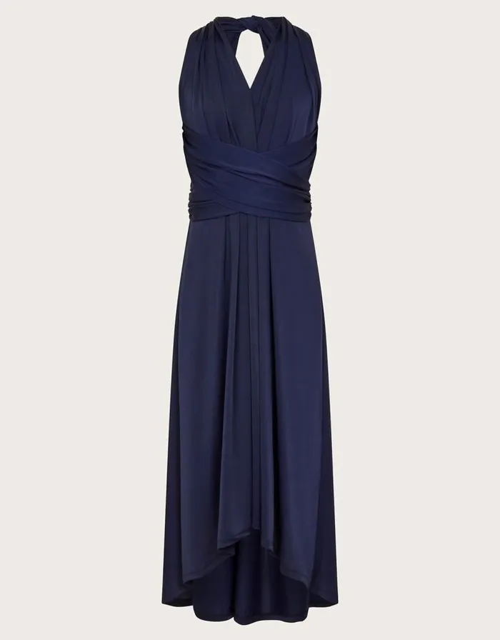 Monsoon Tia Twist Front Prom Dress Blue Children Dresses