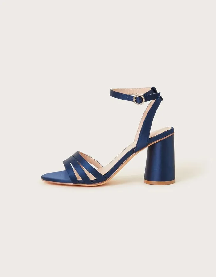Monsoon Trio Strap Block Heeled Sandals Blue Women Sandals Monsoon Trio Strap Block Heeled Sandals Blue Women Sandals