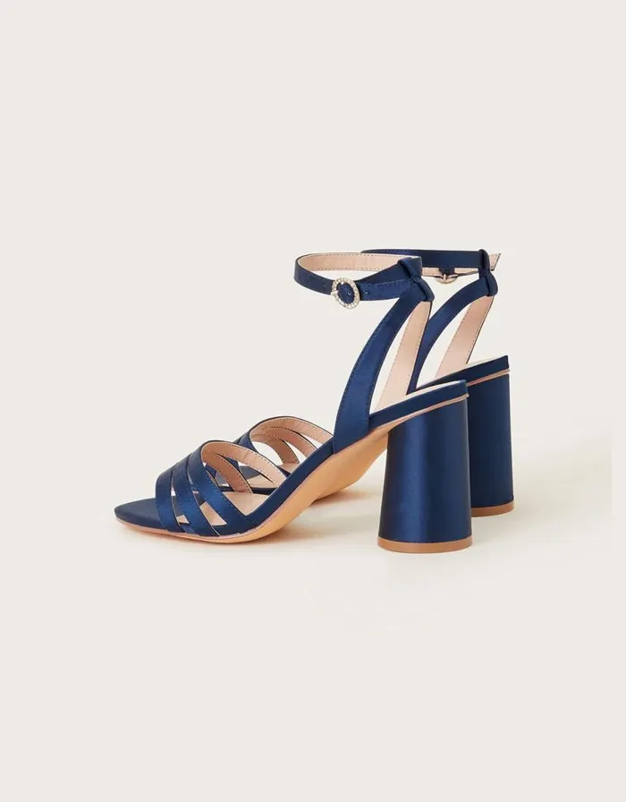 Monsoon Trio Strap Block Heeled Sandals Blue Women Sandals Monsoon Trio Strap Block Heeled Sandals Blue Women Sandals