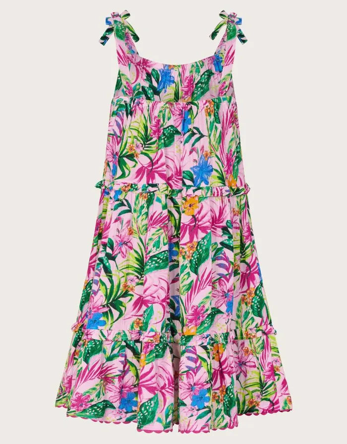 Monsoon Tropical Palm Print Frill Dress Ivory Children Dresses Monsoon Tropical Palm Print Frill Dress Ivory Children Dresses