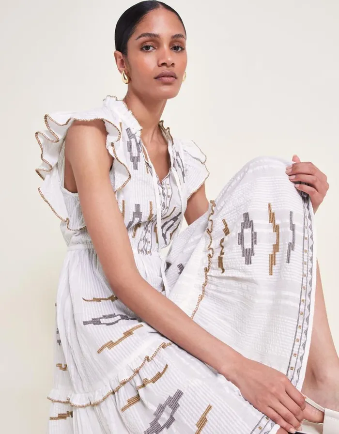 Monsoon Ula Embroidered Dress Ivory Women Beachwear and Swimwear Monsoon Ula Embroidered Dress Ivory Women Beachwear and Swimwear
