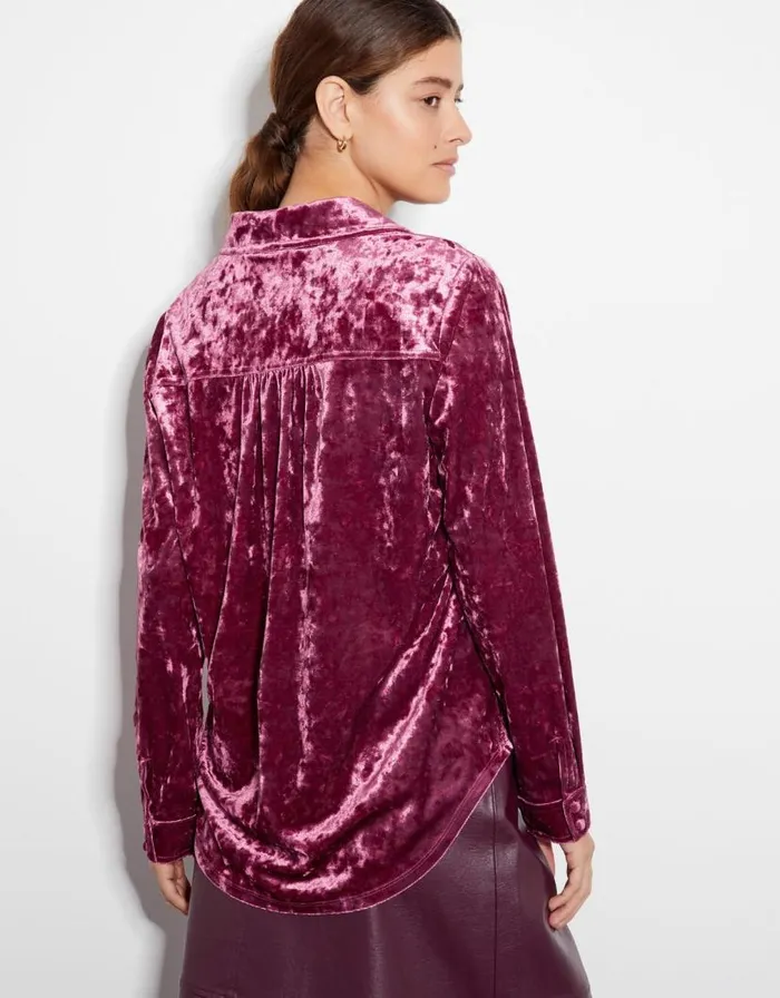 Monsoon Vida Velvet Shirt Pink Women Tops and Blouses Monsoon Vida Velvet Shirt Pink Women Tops and Blouses