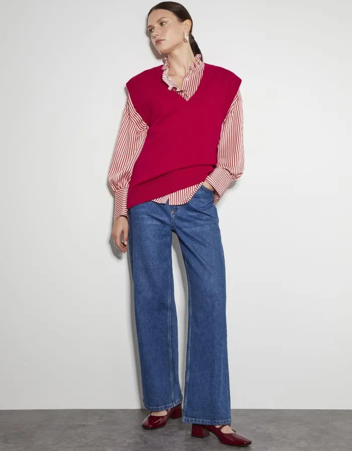 Monsoon Zuri Zip Detail Knit Tabard Red Women Knitwear Monsoon Zuri Zip Detail Knit Tabard Red Women Knitwear