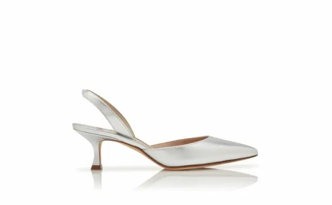 Mules Women Manolo Blahnik CAROLYNE 50Silver Nappa Leather Slingback Pumps Mules Women Manolo Blahnik CAROLYNE 50Silver Nappa Leather Slingback Pumps