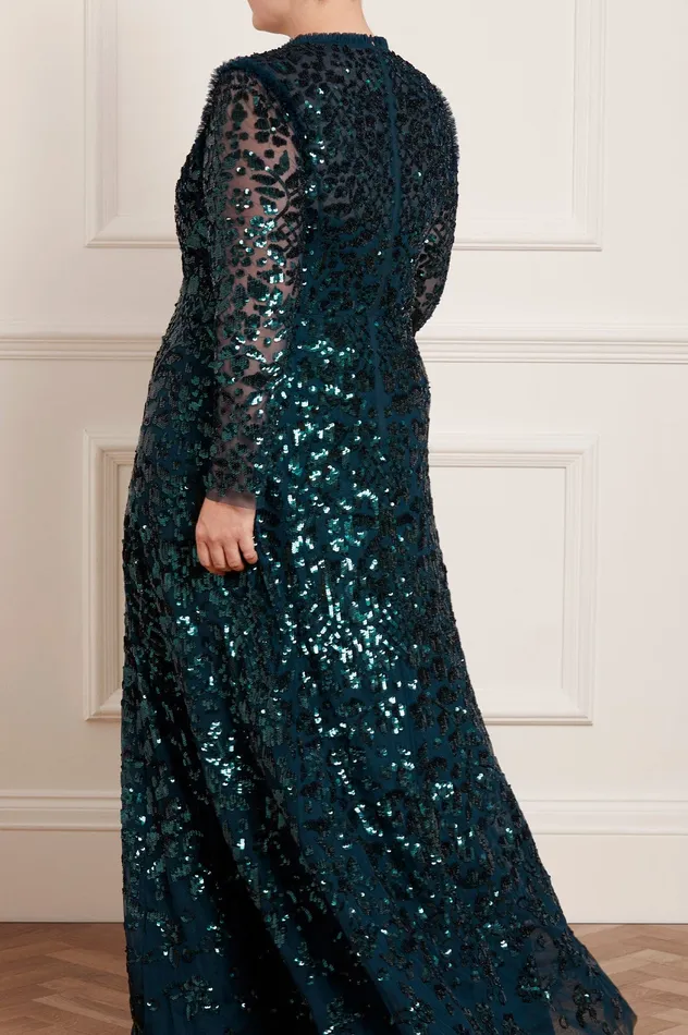Needle and Thread Aurelia Long Sleeve Gown Green Women Embellished Dresses