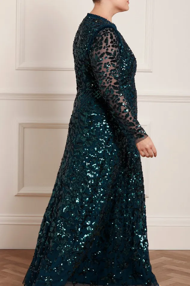 Needle and Thread Aurelia Long Sleeve Gown Green Women Embellished Dresses